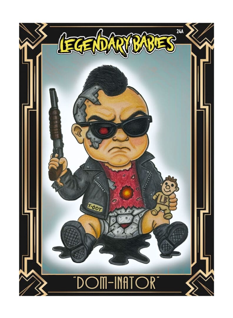 Cartoon character with a gun and sunglasses in a dramatic pose.