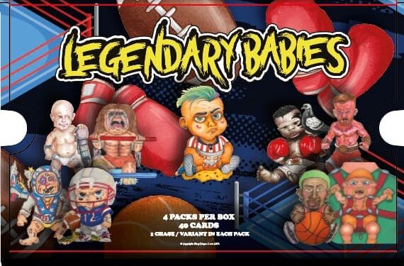 Legendary Babies trading card box with characters